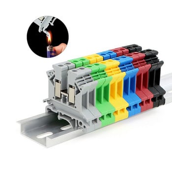 Din Rail Terminal Block UK-5N Universal Connector Screw Connection Electrical Wiring Conductor UK5N Terminal strips Block 10 τμχ