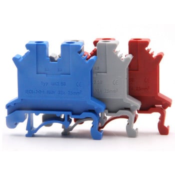 Din Rail Terminal Block UK-5N Universal Connector Screw Connection Electrical Wiring Conductor UK5N Terminal strips Block 10 τμχ