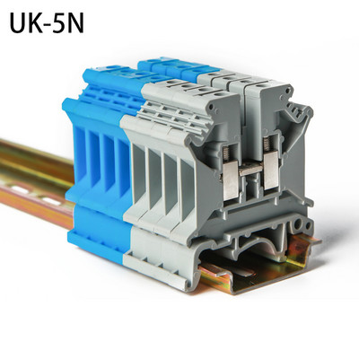 Клемен блок за DIN релса UK-5N Универсален конектор Винтова връзка Проводник за електрически проводници UK5N Клемни ленти Блок 10 бр.