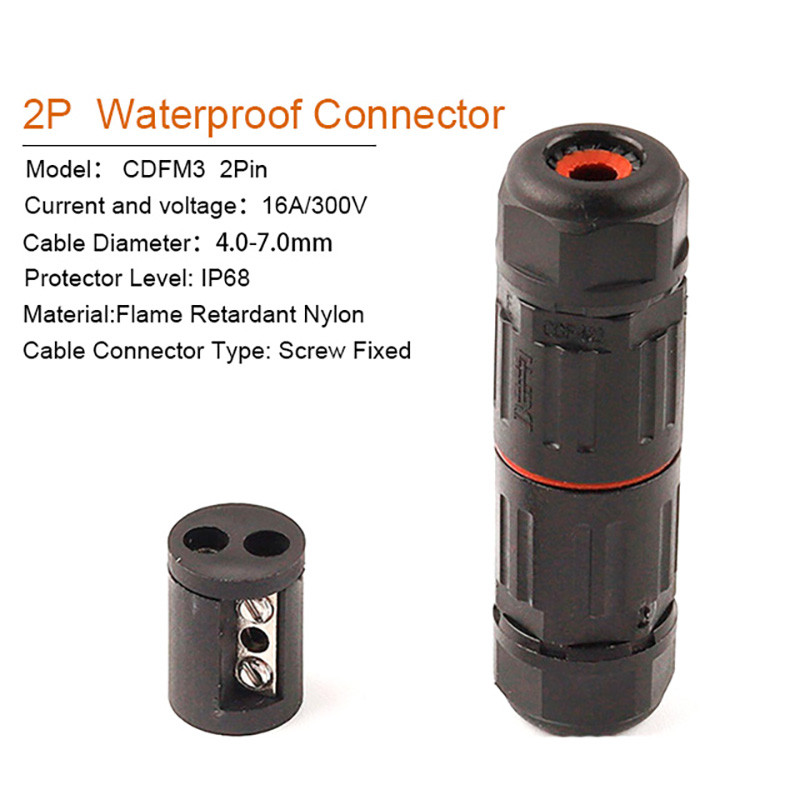 5/10 gab IP68 ūdensnecaurlaidīgs taisns savienotājs rūpnieciskais elektrības kabelis 2/3 kontaktu āra kontaktligzdas ūdensnecaurlaidīgs savienotājs