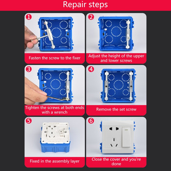6 Pieces Cassette Repairer Electrical Box Repairer Cassette Scres Rod Support for Wall Mounted Switch Box B03E