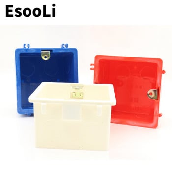 EsooLi Blue 86*86MM касета Универсална бяла стенна монтажна кутия за EU/UK Socket задна кутия и стенен сензорен превключвател, популярни в RU