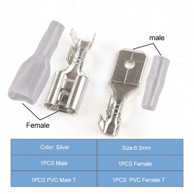 2,8 mm 4,8 mm 6,3 mm 10/30/50/100 kompleta kompleta konektora žice zvučnika automobila utikač opruga ženski muški lopatasti terminal za hladno stezanje