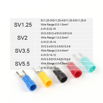 100PCS SV2-4 Insolated Spade Connector Electrical Crimp Terminal 16-14 AWG Red Yellow Blue Green Black