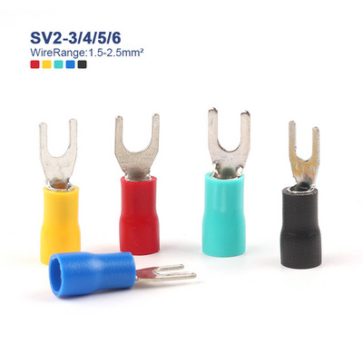 100PCS SV2-4 Insolated Spade Connector Electrical Crimp Terminal 16-14 AWG Red Yellow Blue Green Black