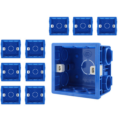 Podesiva 86 kutija s utičnicama s prekidačima, montažna stražnja strana tamna kutija PVC 50 mm dubine Zidni prekidač Zidna utičnica Kazetna kutija za montažu, 12 KOM.