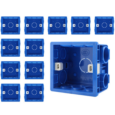 Podesiva 86 kutija s utičnicama s prekidačima, montažna stražnja strana tamna kutija PVC 50 mm dubine Zidni prekidač Zidna utičnica Kazetna kutija za montažu, 12 KOM.