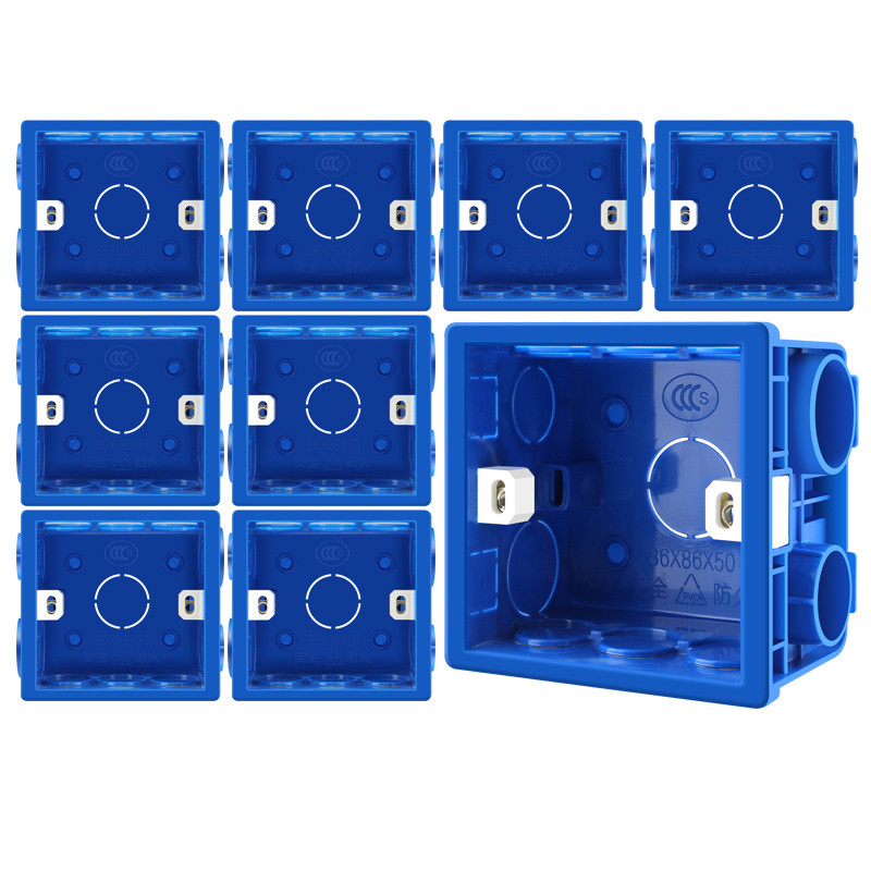 Podesiva 86 kutija s utičnicama s prekidačima, montažna stražnja strana tamna kutija PVC 50 mm dubine Zidni prekidač Zidna utičnica Kazetna kutija za montažu, 12 KOM.