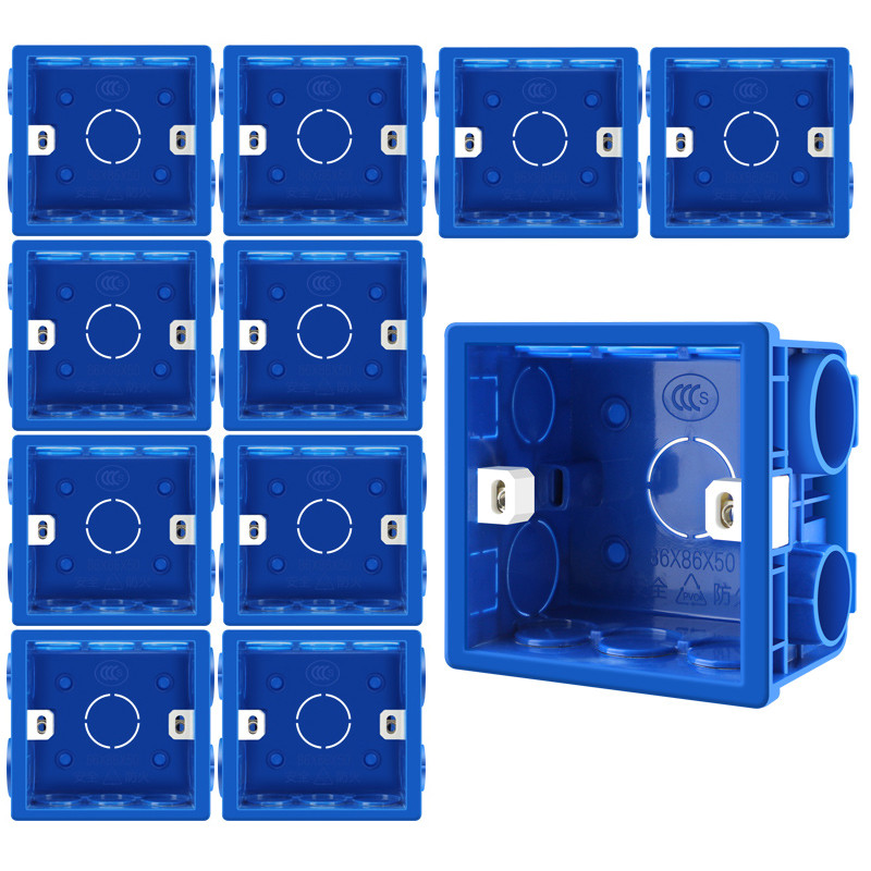 Podesiva 86 kutija s utičnicama s prekidačima, montažna stražnja strana tamna kutija PVC 50 mm dubine Zidni prekidač Zidna utičnica Kazetna kutija za montažu, 12 KOM.