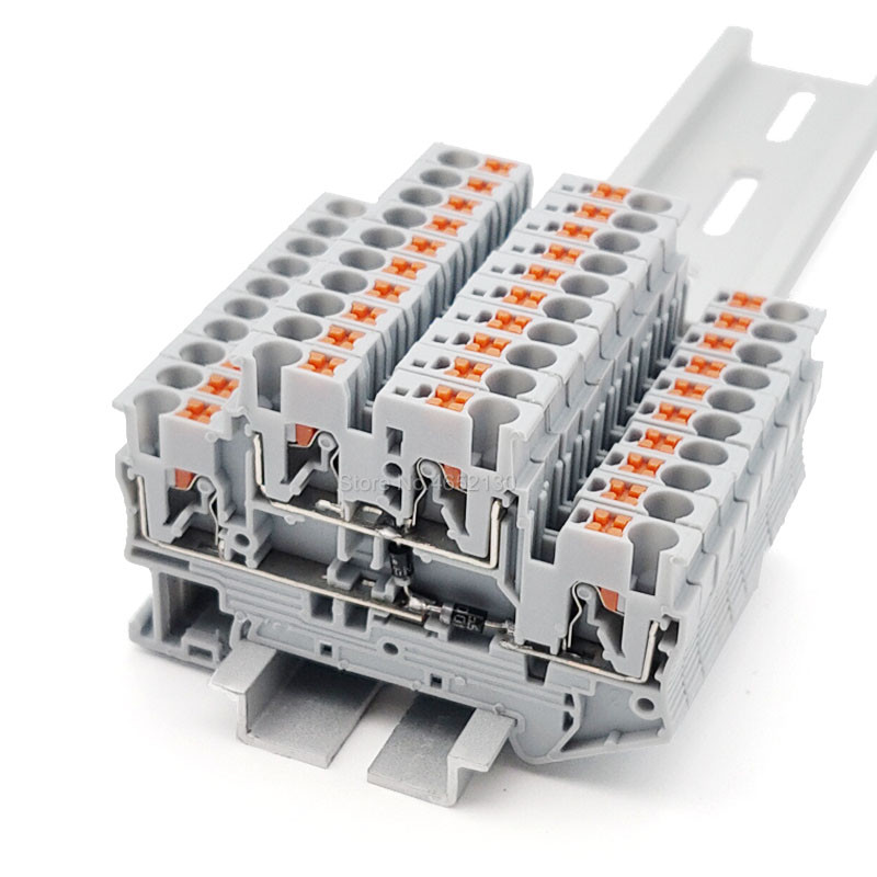 Diodni terminalni blok 10Pc Push-in 2.5mm žica 1N4007 1A/1200V PT2.5/PTTB2.5-DT PT2.5-TW/QU-DT komponentni konektor DIN tračnice PT 2.5