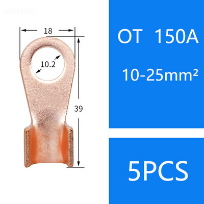 OT 10A 60A 100A 200AC kabeļa vara uzgaļa akumulatora savienotāja gredzena spaile 20A 30A 40A 50A 150A 200A 300A