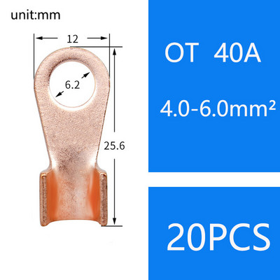 OT 10A 60A 100A 200AC kabeļa vara uzgaļa akumulatora savienotāja gredzena spaile 20A 30A 40A 50A 150A 200A 300A