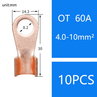 OT 10A 60A 100A 200AC kabeļa vara uzgaļa akumulatora savienotāja gredzena spaile 20A 30A 40A 50A 150A 200A 300A