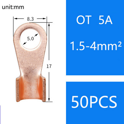 OT 10A 60A 100A 200AC kabeļa vara uzgaļa akumulatora savienotāja gredzena spaile 20A 30A 40A 50A 150A 200A 300A