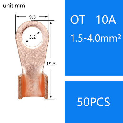OT 10A 60A 100A 200AC kabeļa vara uzgaļa akumulatora savienotāja gredzena spaile 20A 30A 40A 50A 150A 200A 300A