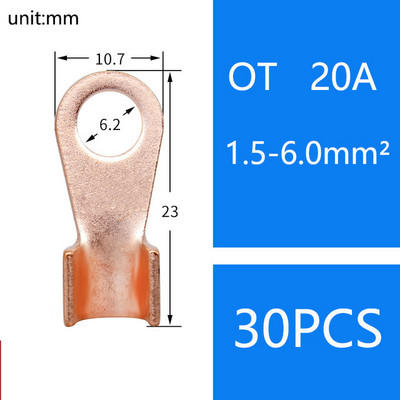 OT 10A 60A 100A 200AC kabeļa vara uzgaļa akumulatora savienotāja gredzena spaile 20A 30A 40A 50A 150A 200A 300A