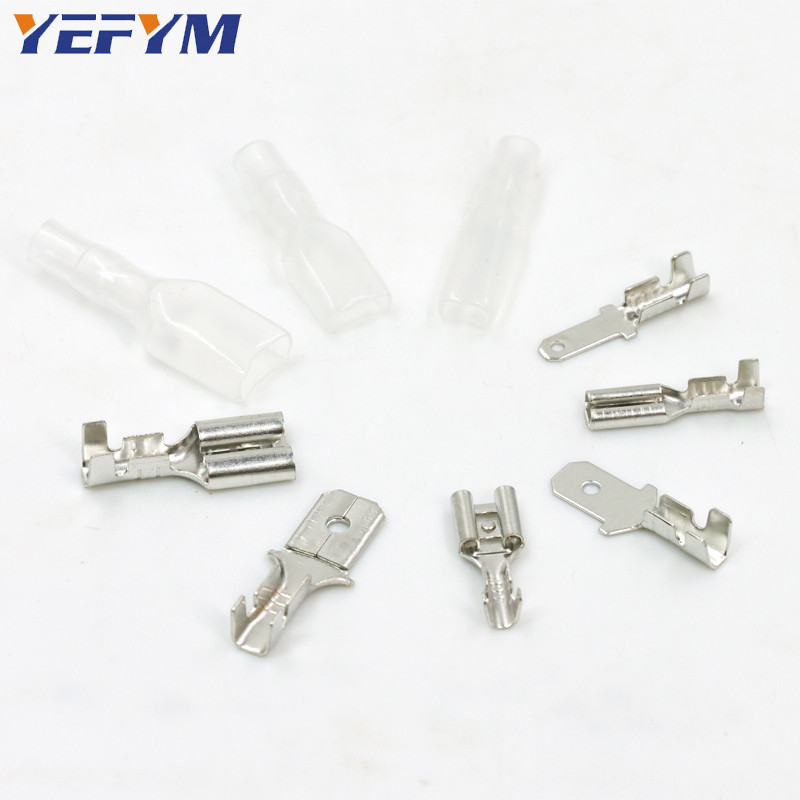100Pcs/lot 2.8/4.8/6.3mm ženski i muški klempavi terminalni konektor Zlatni mesing/srebrni set konektora za električne žice automobila