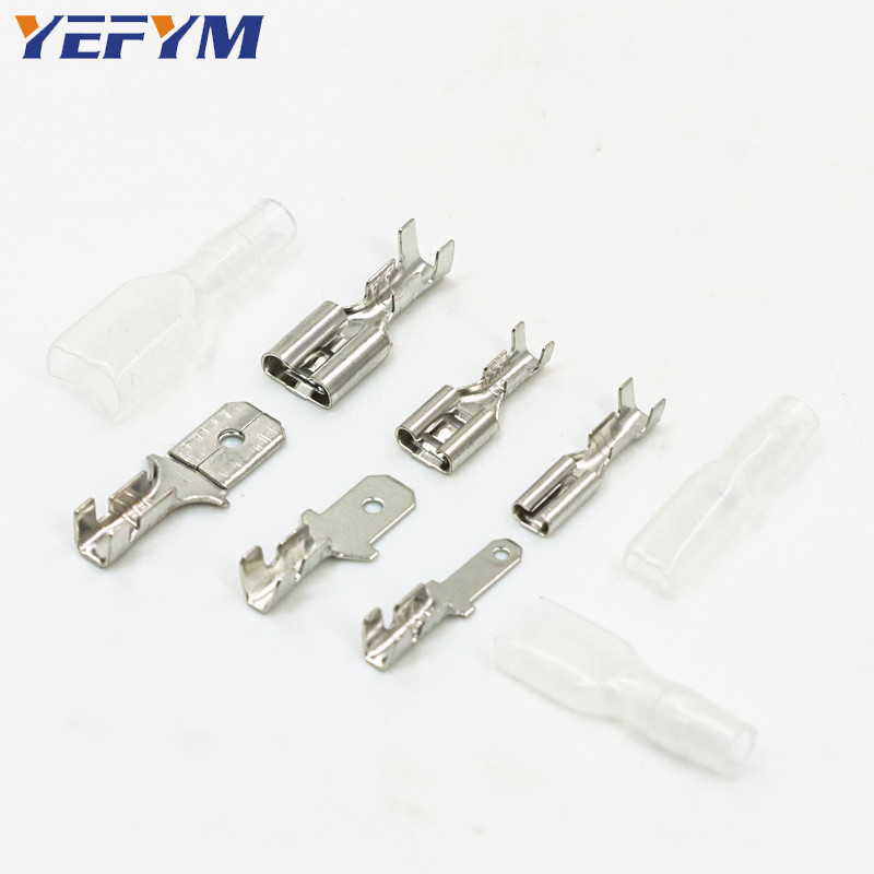 100Pcs/lot 2.8/4.8/6.3mm ženski i muški klempavi terminalni konektor Zlatni mesing/srebrni set konektora za električne žice automobila