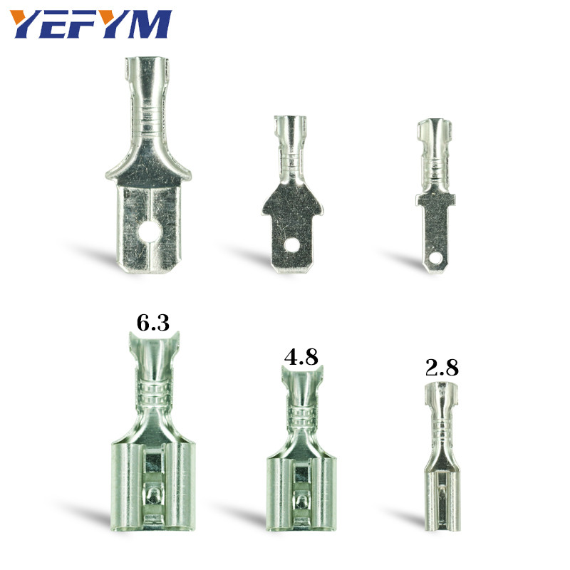 100Pcs/lot 2.8/4.8/6.3mm ženski i muški klempavi terminalni konektor Zlatni mesing/srebrni set konektora za električne žice automobila