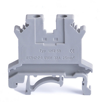 50/100Pcs UK-2,5B Din Rail Universal Terminal Block Βίδα τύπου Brass Wire Cable Electrical Connector 32A 22-14AWG 0,5~2,5mm²