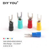 1000 kom./lot SV2-3 SV2-4 SV2-5 SV2-6 Izolirani viljuškasti kabelski terminalni konektor Električni viljuškasti terminali