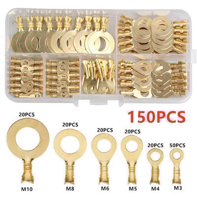 150/300/540KOM M3/M4/M5/M6/M8/M10 Prstenaste ušice Oči Bakreni spojni terminali Kabelska papučica Konektor za žice Neizolirani komplet asortimana