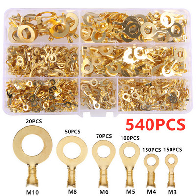 150/300/540KOM M3/M4/M5/M6/M8/M10 Prstenaste ušice Oči Bakreni spojni terminali Kabelska papučica Konektor za žice Neizolirani komplet asortimana