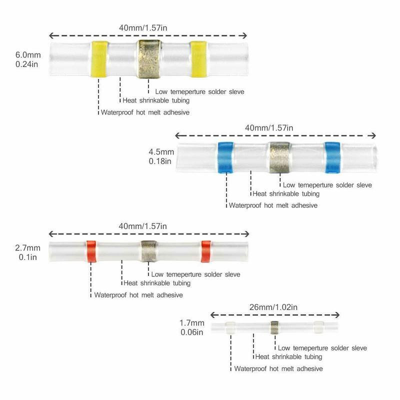5/10/20/30PCS Vodootporne lemljene brtvene čahure Termoskupljajuće čeone žice Konektori Električni kabeli Spojni pokositreni terminali 26-10AWG