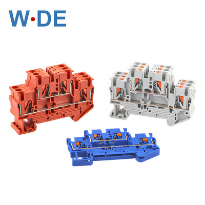 10 τεμ. Din Rail Terminal Block PTTB-2.5 Electrical Connector Διπλής στρώσης καλωδίωση ελατηρίου σύνδεση Wire Conductor Πορτοκαλί