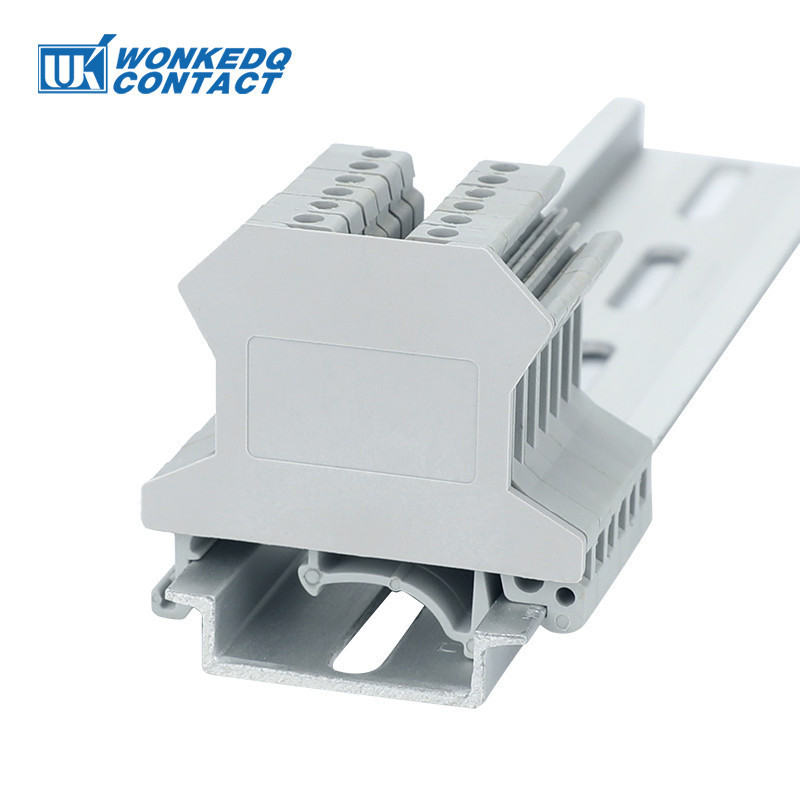 100 gab D-UK1.5 barjeras plāksne UK1.5N skrūvējamo vadu savienotājam UK 1.5 Din sliedes spaiļu bloka aizsardzība pret kontakta gala vāku