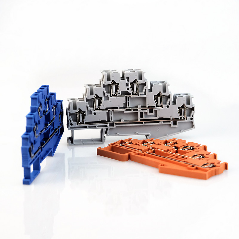 50 kom. Opružni terminalni blok ST-2.5-3L Din tračnica 3-slojni spojni konektor bez vijaka Povratni vučni žičani vodič ST2.5-3L