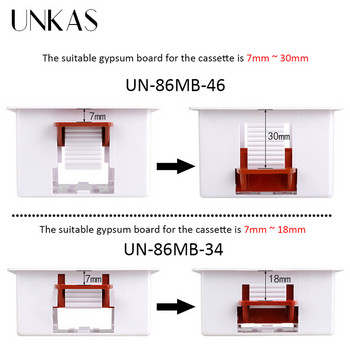 UNKAS 1-групова кутия за суха облицовка за гипсокартон / гипсокартон / гипсокартон 46 мм / 34 мм дълбочина Кутия за стенен превключвател Касета за стенен контакт