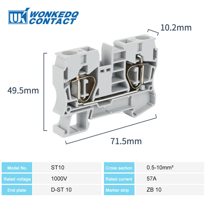 5 τεμ. Ηλεκτρικός συνδετήρας καλωδίου ST10 Σύνδεση ελατηρίου-κλωβού Τροφοδοσία μέσω καλωδίωσης Επιστροφή Βύσμα έλξης ST 10 Μπλοκ ακροδεκτών ράγας