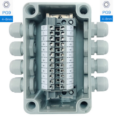IP65 Vodootporna kabelska razvodna kutija 80*130*70 mm s UK2.5B setom terminalnih blokova za DIN šine