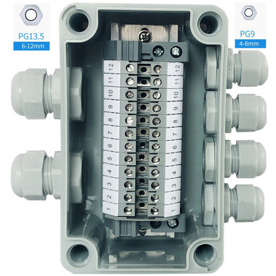 IP65 Vodootporna kabelska razvodna kutija 80*130*70 mm s UK2.5B setom terminalnih blokova za DIN šine