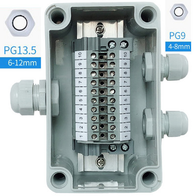IP65 Vodootporna kabelska razvodna kutija 80*130*70 mm s UK2.5B setom terminalnih blokova za DIN šine