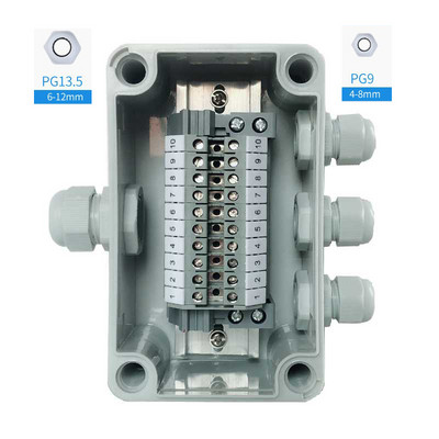 IP65 Vodootporna kabelska razvodna kutija 80*130*70 mm s UK2.5B setom terminalnih blokova za DIN šine