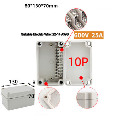 IP65 Vodootporna kabelska razvodna kutija 80*130*70 mm s UK2.5B setom terminalnih blokova za DIN šine