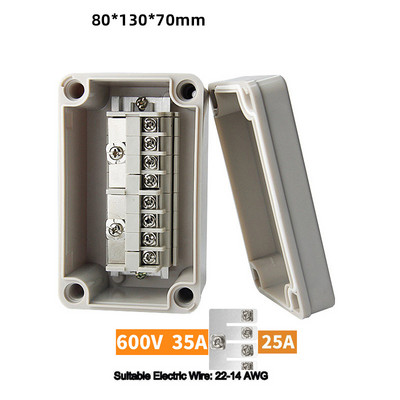 IP65 Vodootporna kabelska razvodna kutija 80*130*70 mm s UK2.5B setom terminalnih blokova za DIN šine