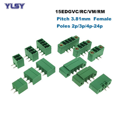 5 τεμ. Βήμα μπλοκ ακροδεκτών με βίδα PCB με δυνατότητα σύνδεσης 3,81 mm Θηλυκό βύσμα 15EDGVC/RC/VM/RM Morsettiera 2/3/4/5/6/7/8/9/10P Bornier