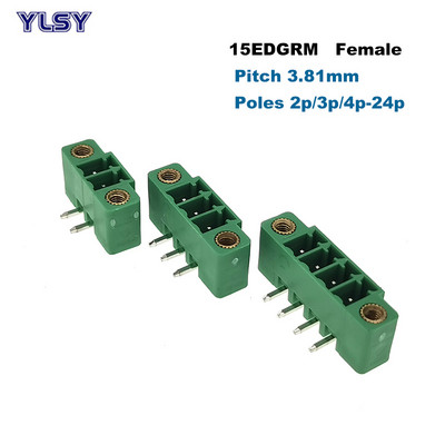 5 gab. Pieslēdzams PCB skrūvju spaiļu bloka solis 3,81 mm savienotājs 15EDGVC/RC/VM/RM Morsettiera 2/3/4/5/6/7/8/9/10P Bornier