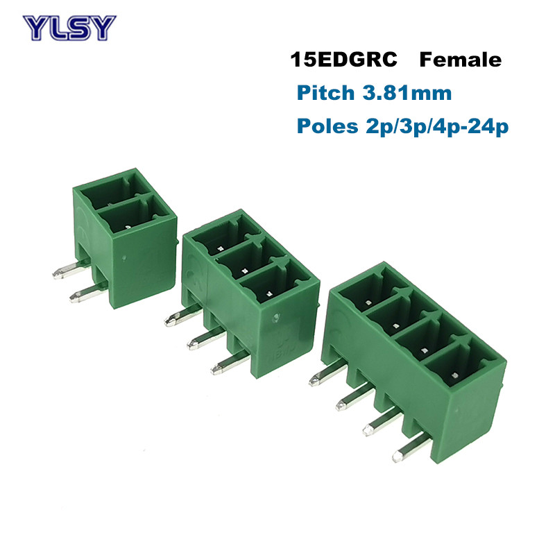 5 gab. Pieslēdzams PCB skrūvju spaiļu bloka solis 3,81 mm savienotājs 15EDGVC/RC/VM/RM Morsettiera 2/3/4/5/6/7/8/9/10P Bornier