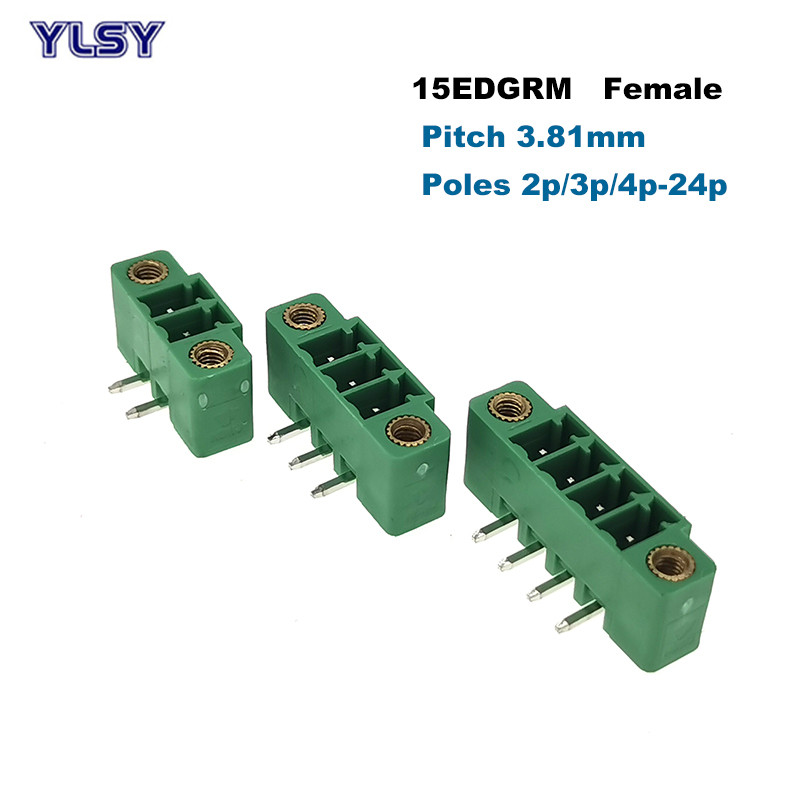 5 gab. Pieslēdzams PCB skrūvju spaiļu bloka solis 3,81 mm savienotājs 15EDGVC/RC/VM/RM Morsettiera 2/3/4/5/6/7/8/9/10P Bornier