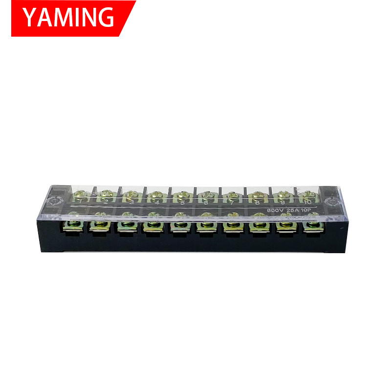 TB-2510 divu rindu barjeras skrūvju spaiļu bloks fiksēts vadu savienotājs 600V 25A 10 pozīciju elektriskais misiņš