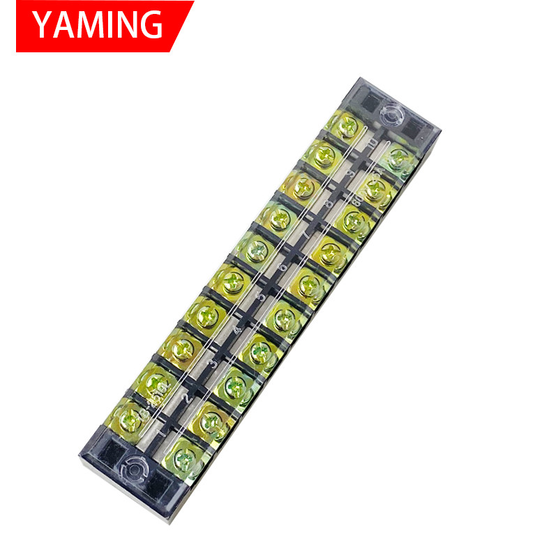 TB-2510 divu rindu barjeras skrūvju spaiļu bloks fiksēts vadu savienotājs 600V 25A 10 pozīciju elektriskais misiņš