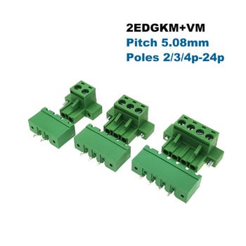 5Pcs Pitch 5.08mm Plugable PCB винт клемен блок конектор мъжки/женски Morsettiera 2EDGKM+VM/RM 2/3/4/5/6/8/10/12P Bornier