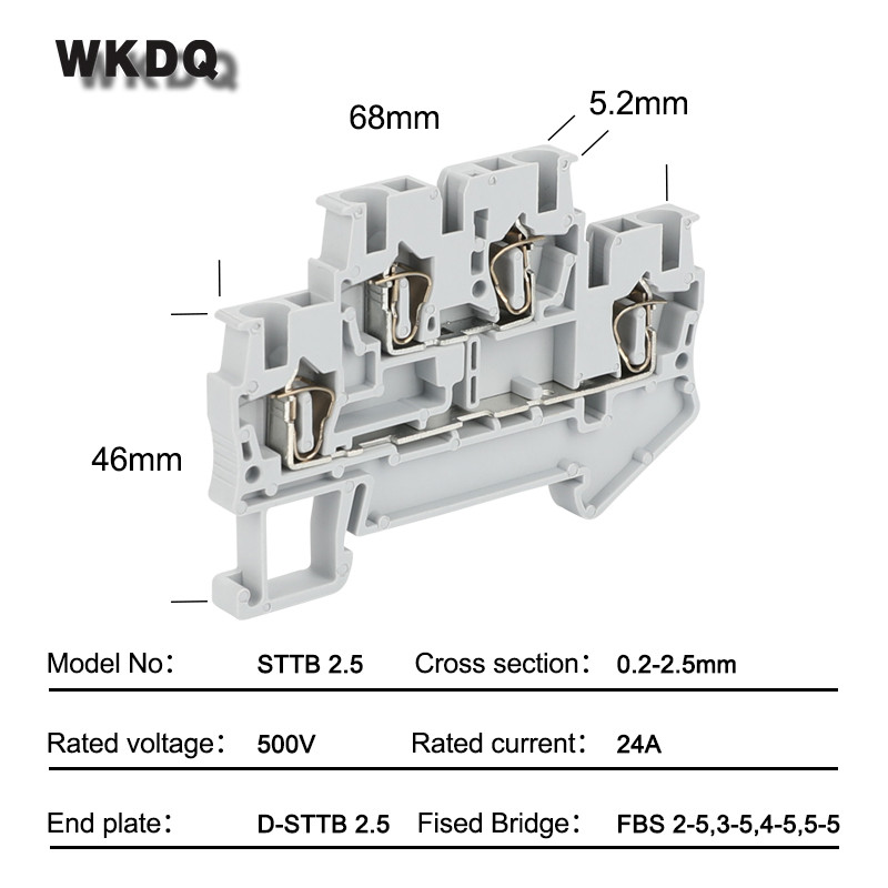 Conector de sârmă STTB2.5 10 buc. Cușcă cu arc dublu 2 nivele 4 conductor 2,5 mm mufă electrică STTB 2,5 DIN bloc terminal