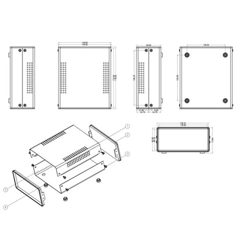 Metalni projekt Razvodna kutija Crno-bijela vanjska unutarnja kutija za elektroničke instrumente za kućište Napajanje ploče s podacima