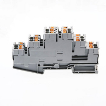 Клемен блок за DIN релса PT2.5-3L Електрическа трипластова пружинна кабелна връзка Конектор за проводник на DIN релса 1 бр.