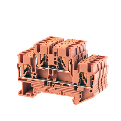 10 gab Din sliedes spaiļu bloks PTTB-2.5 4 krāsas elektriskais savienotājs Divslāņu atsperu vadu savienojuma vads